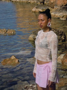 The Island Dye Wrap Skirt in "Sakura"